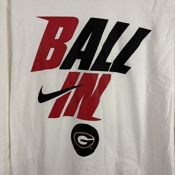 Nike Georgia Bulldogs “Ball In” Shirt Size XL White Long Sleeve NWOT - Picture 2 of 5